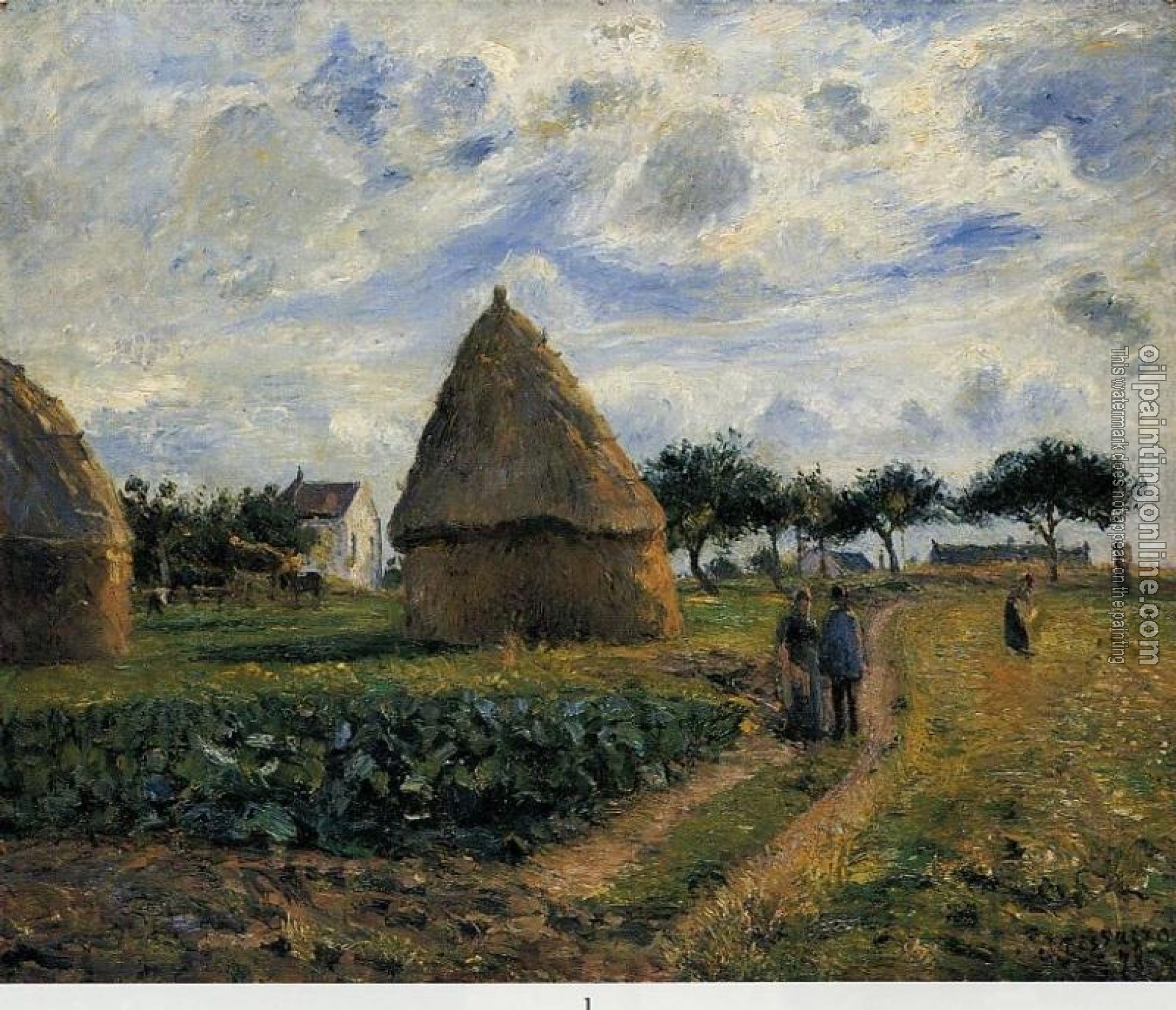 Pissarro, Camille - Peasants and Hay Stacks